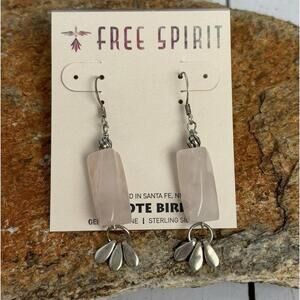 Peyote Bird Rose Quartz Sterling Petal Drops‎ Earrings J024